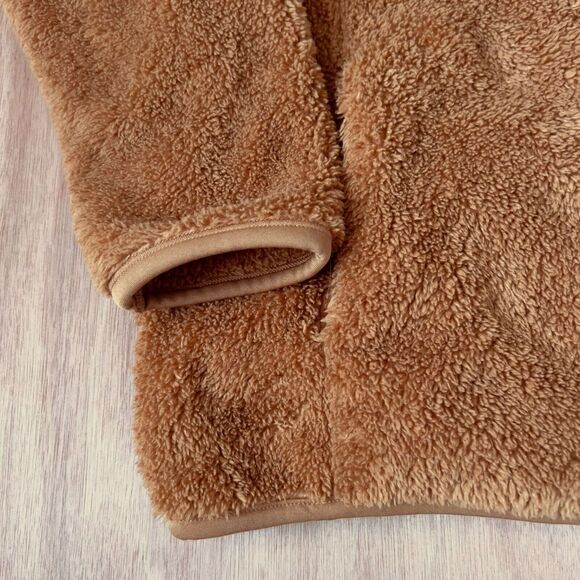 Uniqlo fluffy yarn fleece full zip jacket size XXL soft cozy teddy brown shacket - Picture 2 of 4